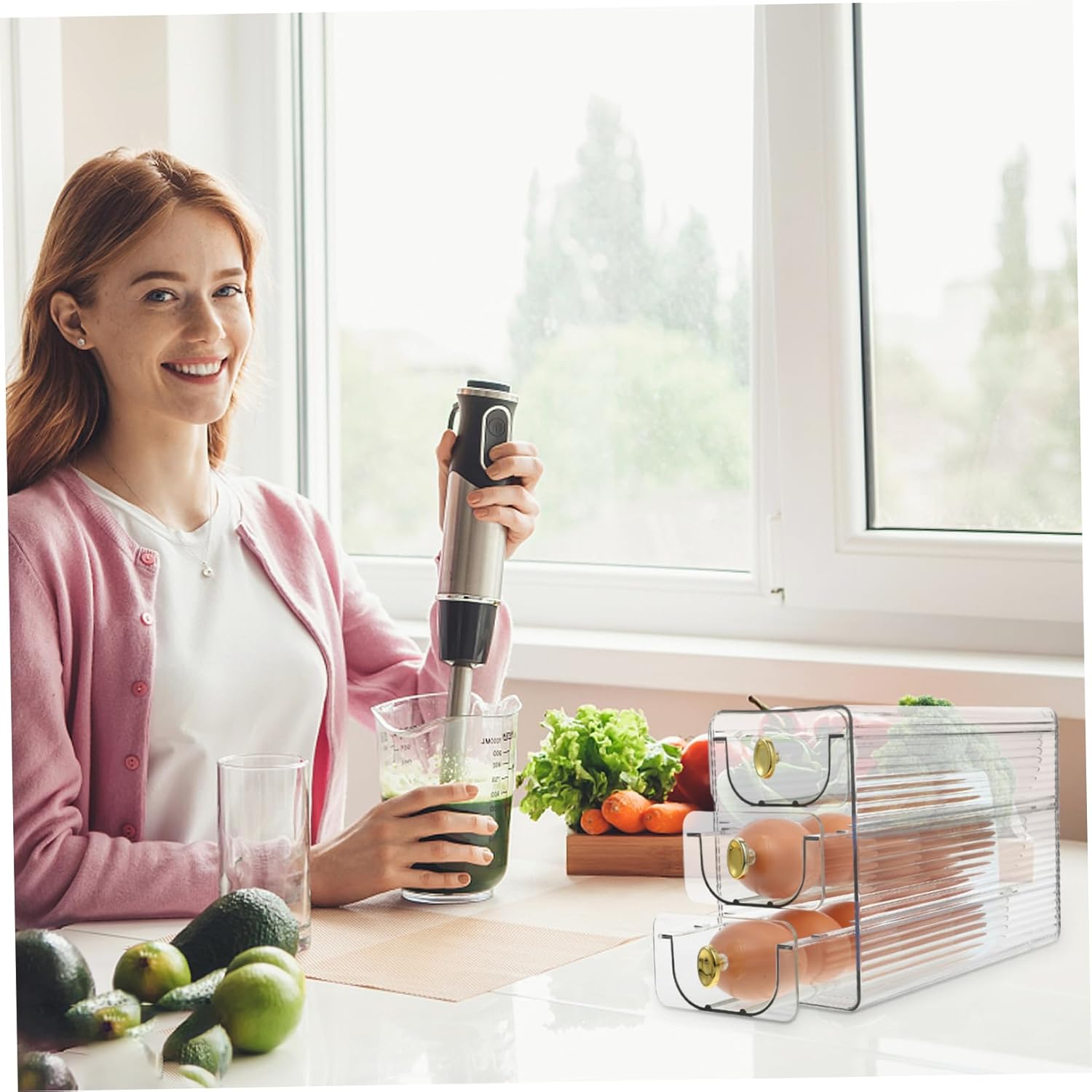 Refrigerator Egg Organizer Food Grade Multi Egg Container Space Saving Dispenser for Kitchen and Reliable Egg Storage Box Transparent