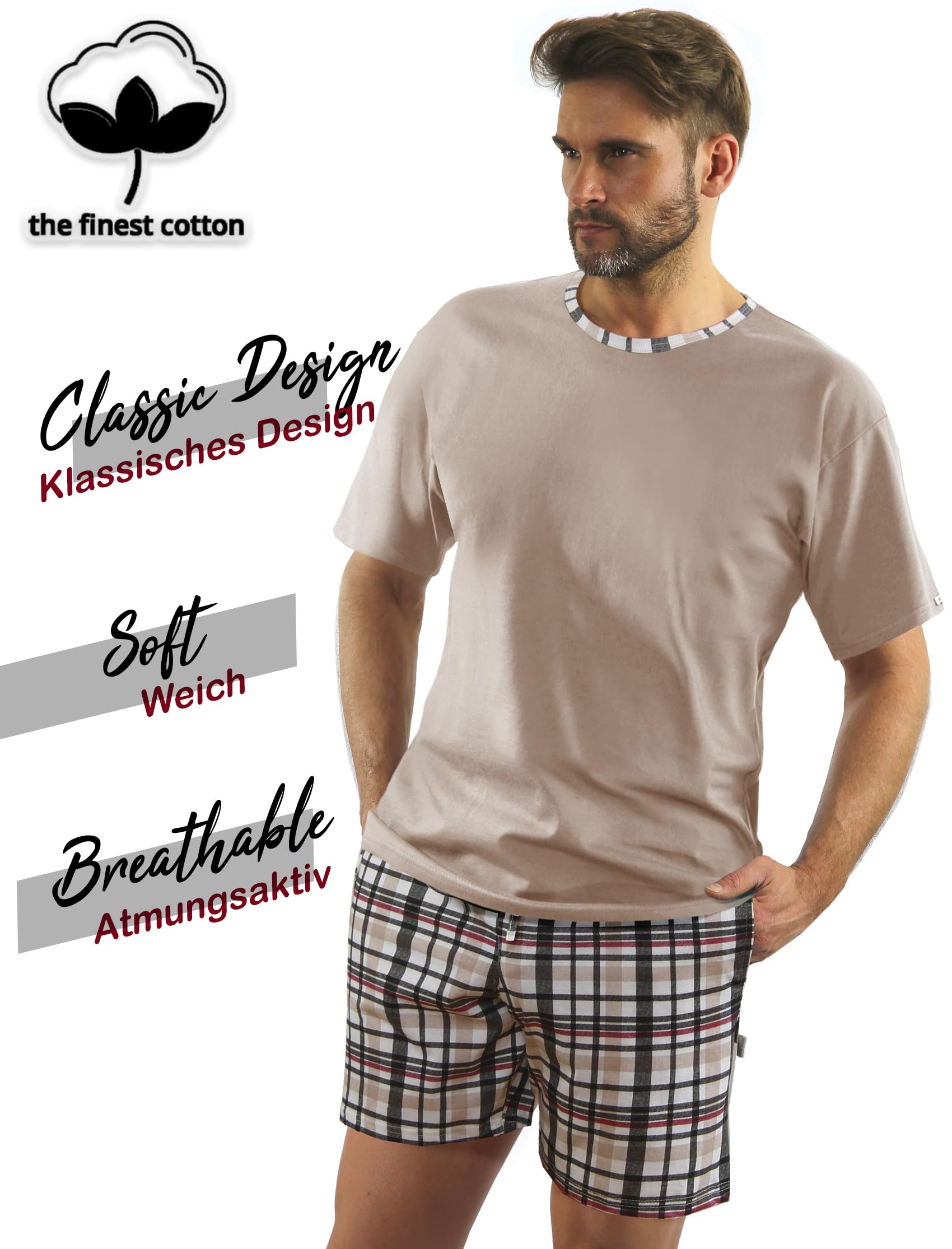 sesto senso Pajamas Uomo Corto Cotone Tshirt Pantalonici Set Manich Corte Estate