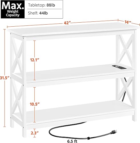 Miniatura 4 de Yaheetech Soporte de TV con toma de corriente, centro de entretenimiento para TV de hasta 45 pulgadas, estante de almacenamiento abierto de 3