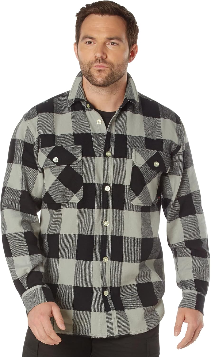 Rothco Buffalo Plaid Flannel Long Sleeve Shirt – Casual Button-Down with Heavyweight 8-oz Cotton Material