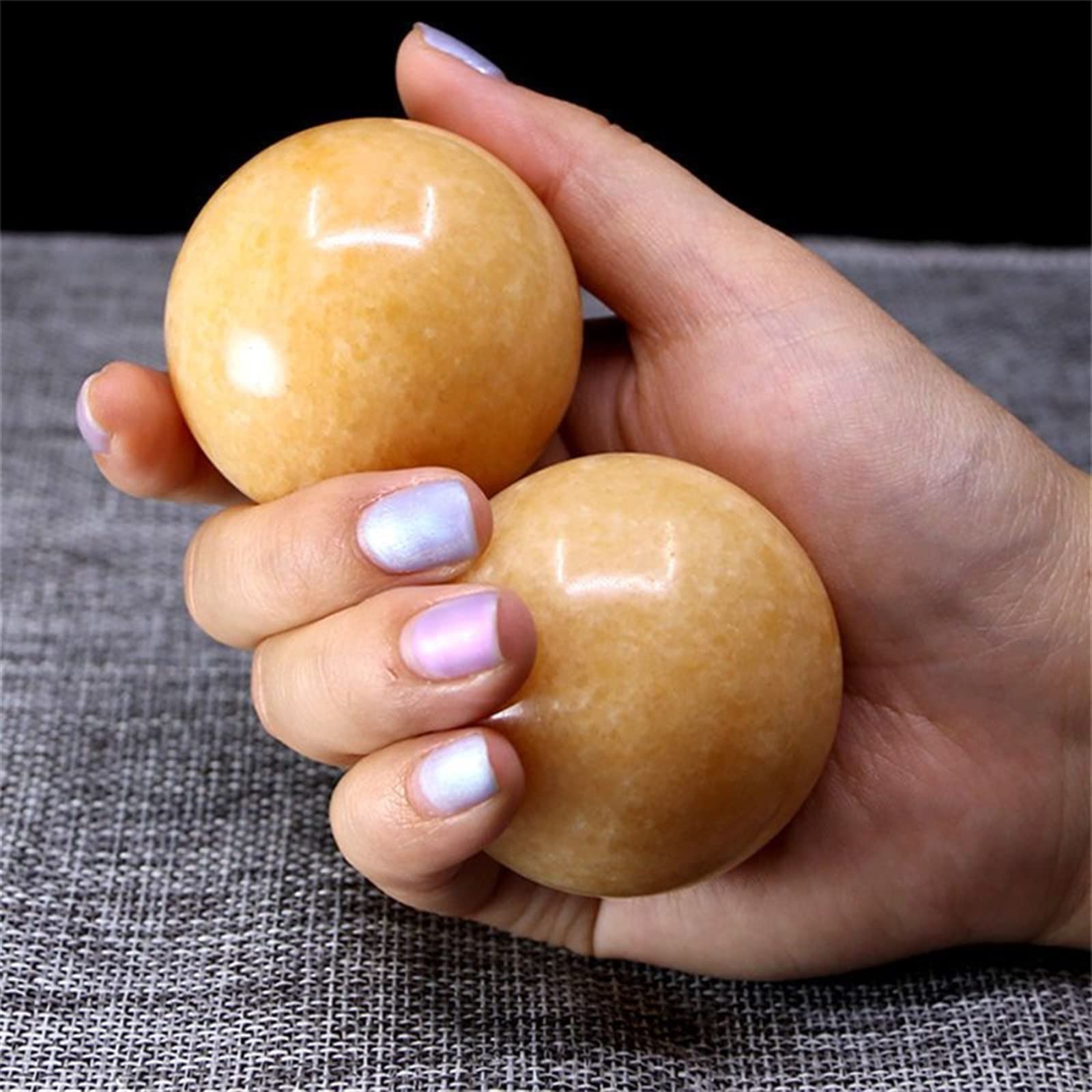 HOBKEY Cristal Natural en Bruto 1 par 50 mm Natural Jade Baoding Ball Fitness Handball Cuarzo Esfera Relajación Mano Muñeca Ejercicio Masaje Terapia Piedra decoración hogareña (Color : Rot)