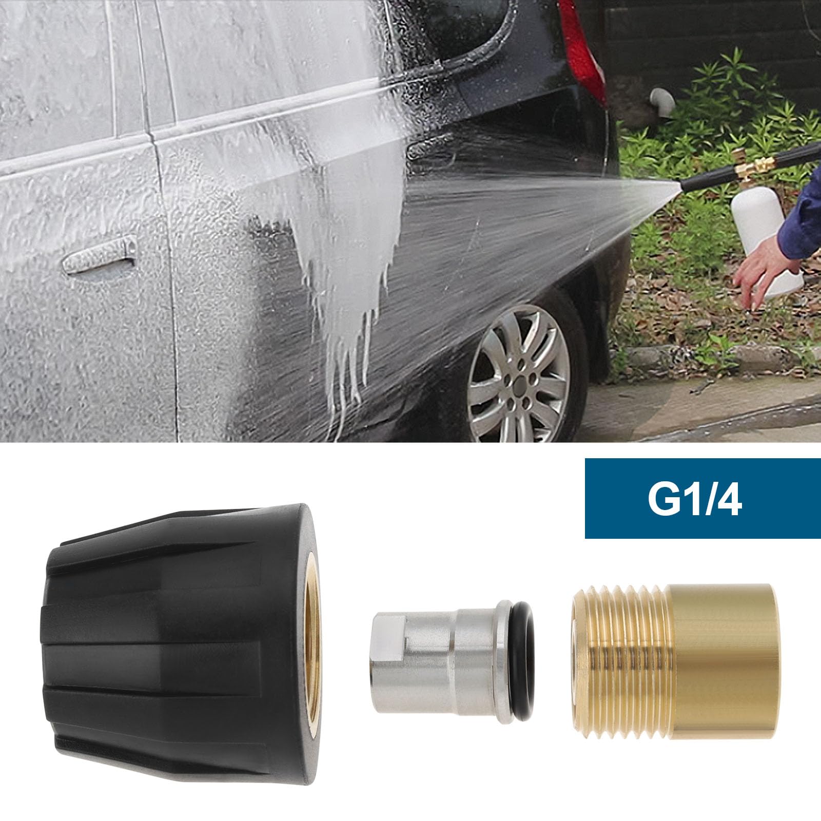 EMSea Accessorio Ugello per Pistola Idropulitrice 25035 Ugello Ad Alta Pressione + Protezione Ugello Compatibile con Karcher (connettore Rapido 1/4") Angolo di spruzzo: 25° Dimensioni ugello 050