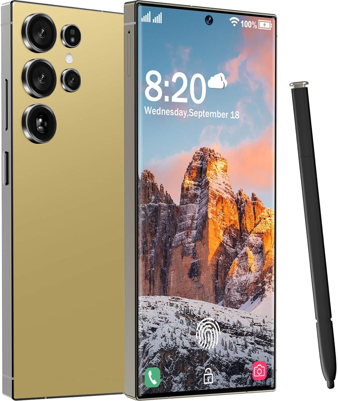 I25 Ultra 5G Unlocked Phones, 12+512GB Android13 Smartphone Battery 6800mAh 6.8" HD Screen Unlocked Cell Phone,48MP+108MP Camera/Built in Pen/Dual SIM/Fingerprint Lock/Face (Gold)