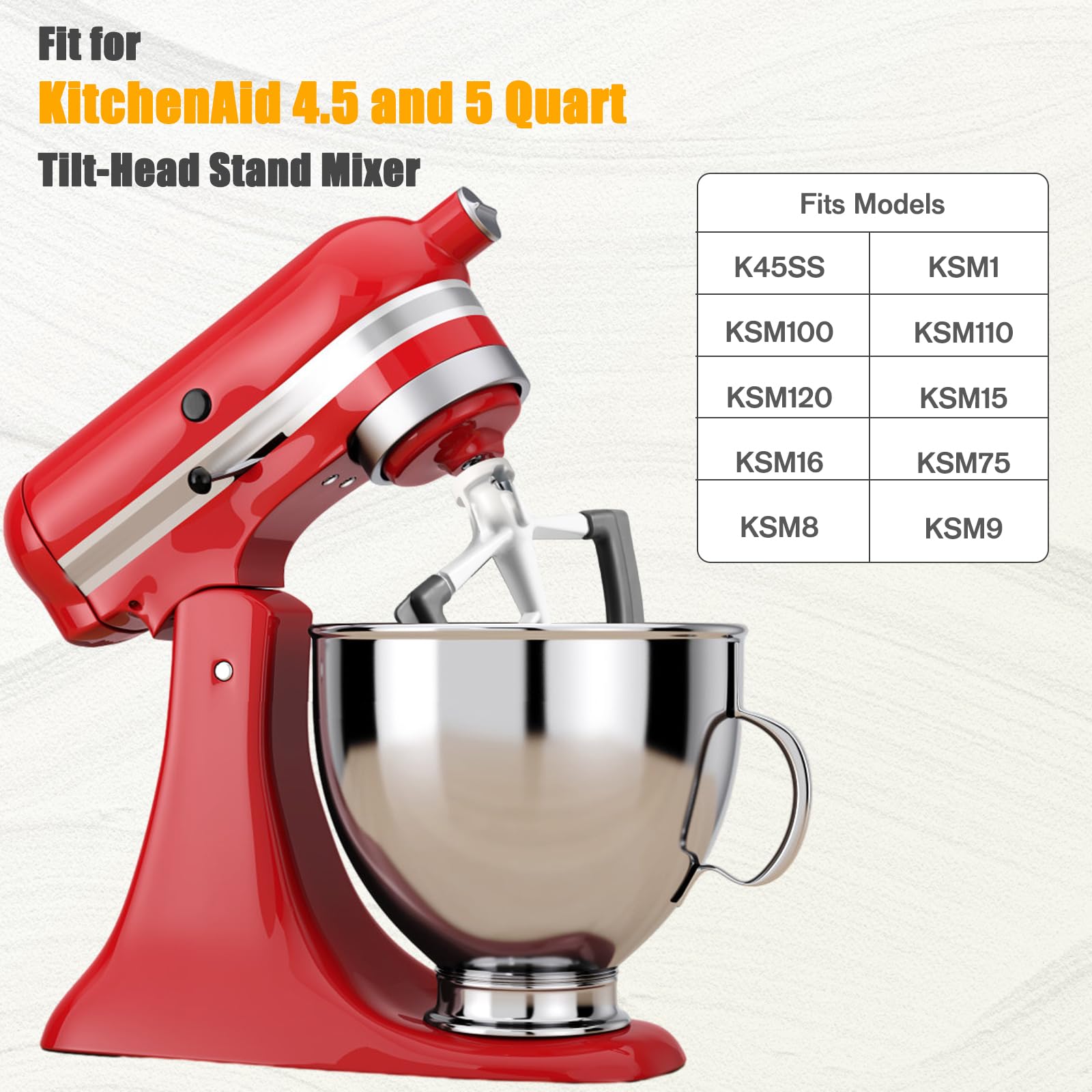 Freeboy Flex Edge Beater for KitchenAid Tilt-Head Stand Mixers, KFE5T Paddle with Scraper for Kitchen Aid Mixer Accessories Beater Blade (4.5-5 Quart), White