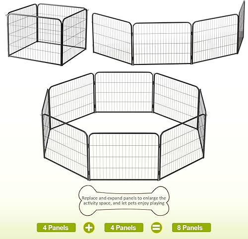 Vista 131 de BestPet - Corralito de 24/32/40 pulgadas de altura para perros de todos los tamaños, 8/16/24/32 paneles, para ejercicio al aire libre, con puertas
