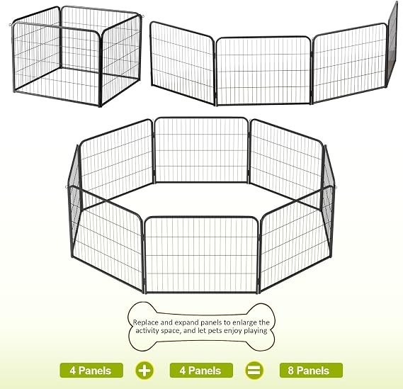 BestPet Dog Playpen Indoor 24 inch Height 4 Panels Dog Pen for Medium and Large Dogs, Exercise Pen Pet Dog Fence with Doors Pet Puppy Playpen for RV Camping Yard, Black