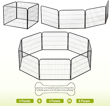 BestPet Dog Playpen Indoor 24 inch Height 4 Panels Dog Pen for Medium and Large Dogs, Exercise Pen Pet Dog Fence with Doors Pet Puppy Playpen for RV Camping Yard, Black