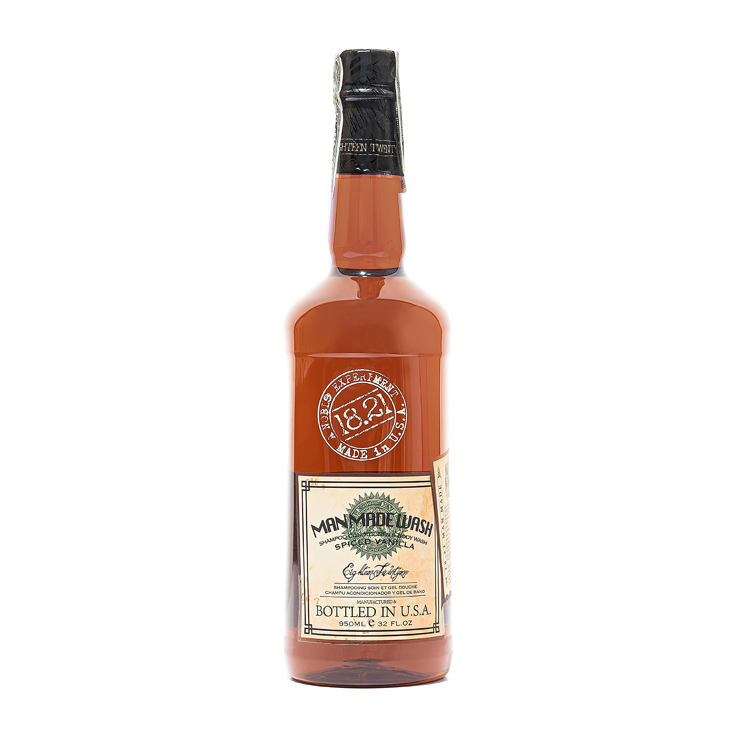 18.21 Man Made Original Absolute Mahogany 3-in-1 Body Wash, Shampoo, & Conditioner for Men, All Hair & Skin Types, Strengthens and Moisturizes in a Manly Aroma, 32oz