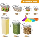 42 Emballage de contenants hermétiques de stockage alimentaire avec des lids, des boîtes de cuisine et d'organisation en plastique pour céréales, farine et sucre, BPA Gratuit, y compris des cuillères, des étiquettes et un stylo