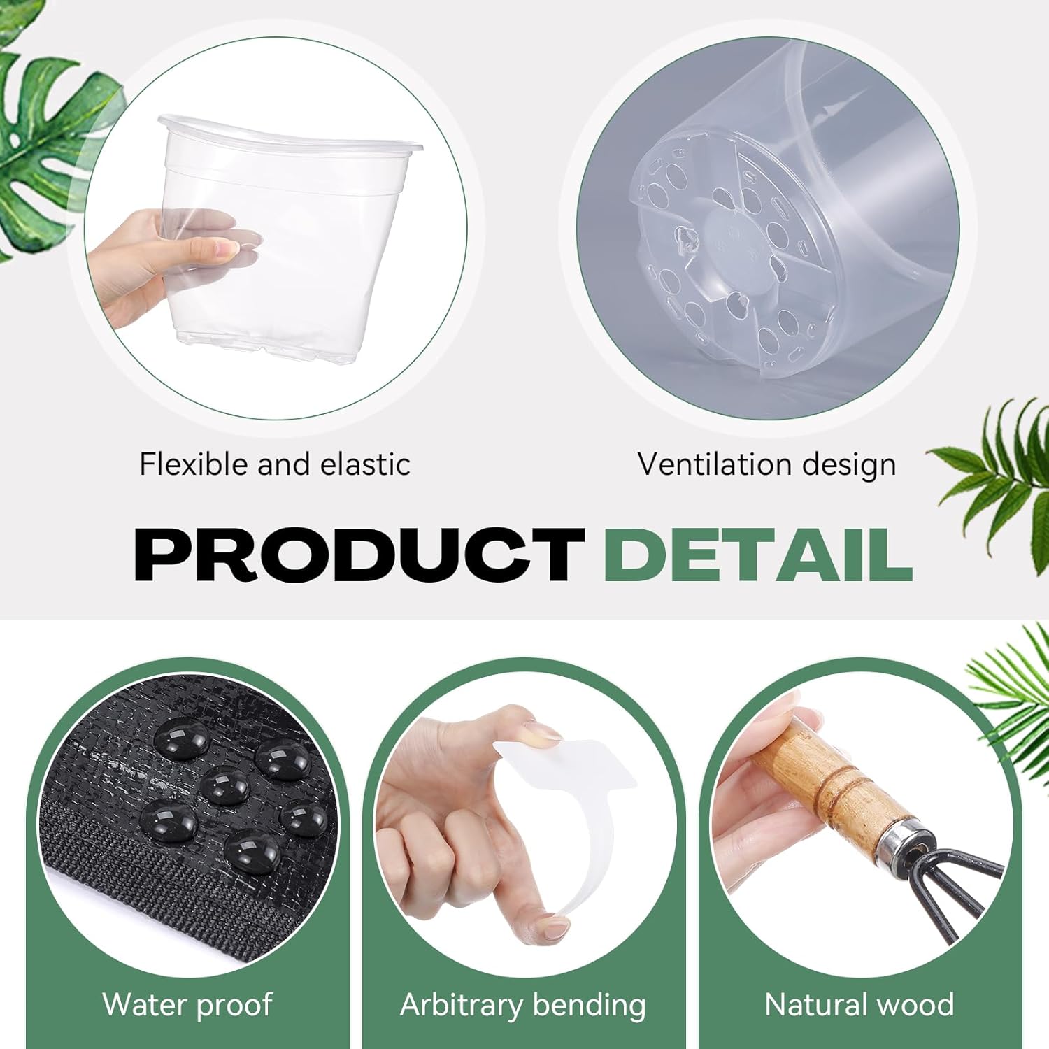 83 Pcs Garden Supplies Tools Kit, 5/6/7 Inch Clear Plastic Plant Pots with Transplanting Mat, Trowel Cultivator Rake Set, Label & Glove, Succulent Tools Gift for Plant Lovers Accessory