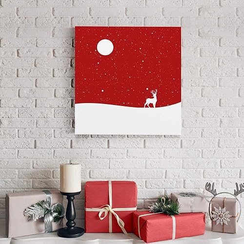 Miniatura 4 de Renditions Gallery Noche estrellada (1) arte de pared, decoraciones de Navidad e invierno, decoración de reno blanco y rojo, decoración en lienzo de