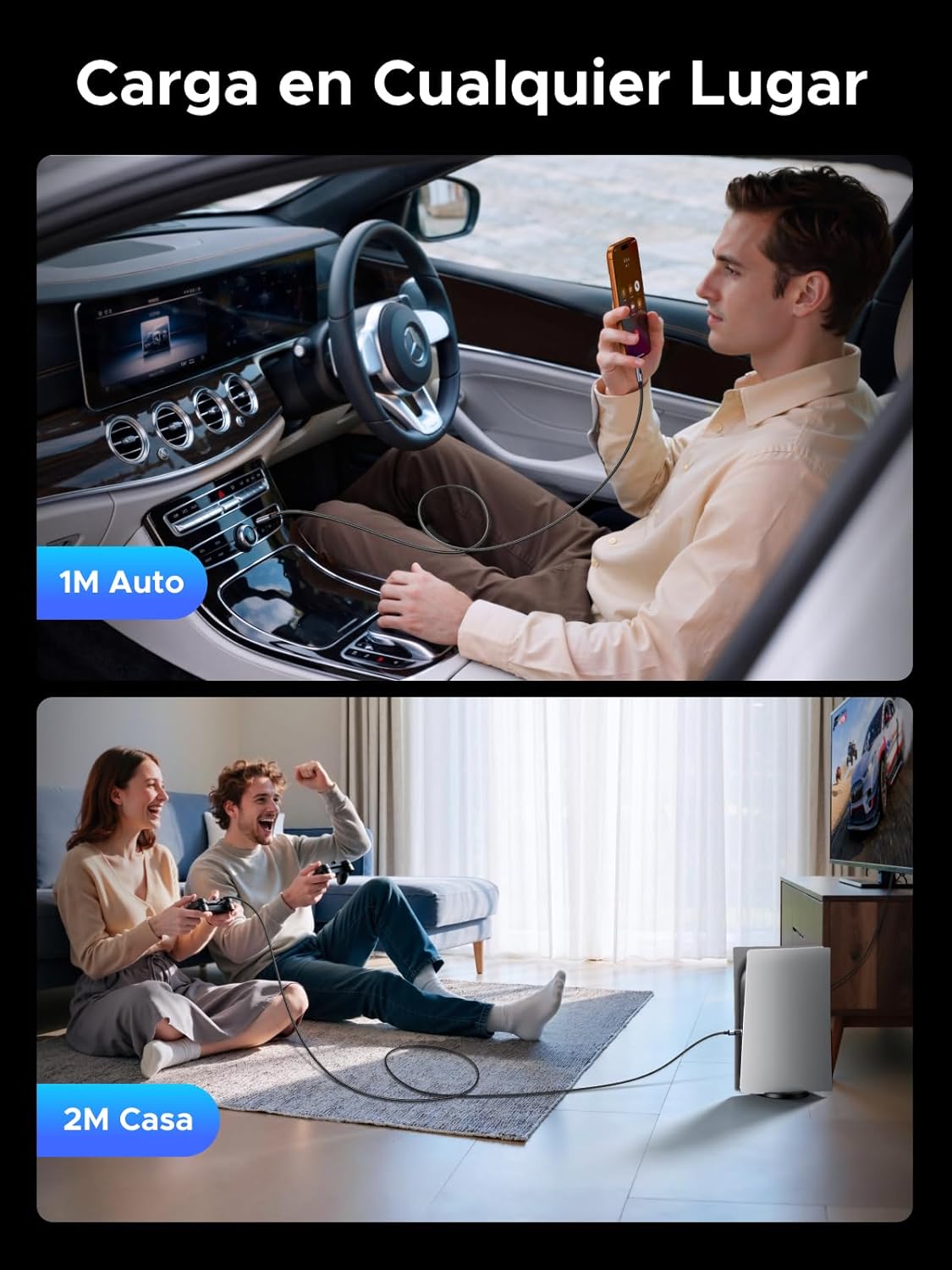 UGREEN Cable USB C PD3.1 240W, Tipo C Carga Rápida con Pantalla LED, Compatible con Macbook Air, iPhone 17 Pro Max Air/16/15 Plus Pro Max, Galaxy S24 Ultra, Pixel 9/8/7, etc. 1M 8