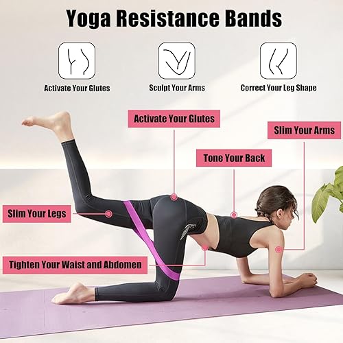 Miniatura 3 de Paquete de 5 bandas de resistencia, bandas de bucle para entrenamiento, bandas de entrenamiento de fitness elásticas para yoga, pilates y fuerza