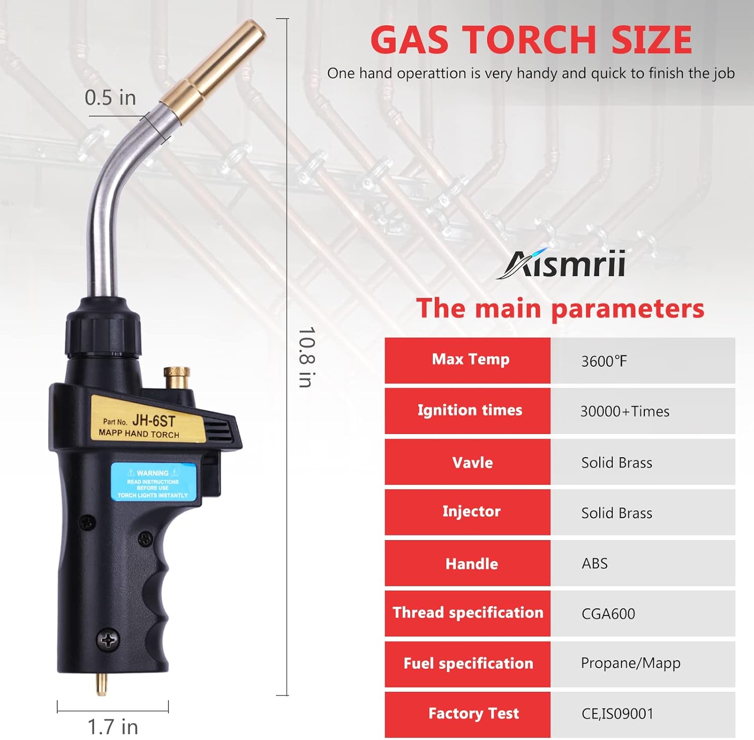 MAPP/MAP/PROPANE Gas Torch,Soldering Torch,Use Brazing，Cooking，Surface heating treatment (Hand Torch Head) : Tools & Home Improvement