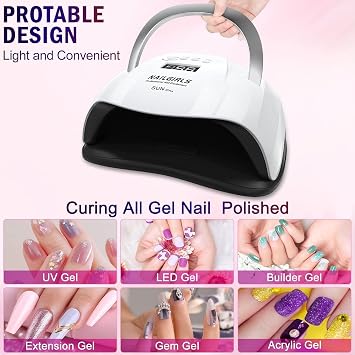 NAILGIRLS UV LED Tırnak Lambası, 168 W Hızlı UV Işığı, Jel Cila, 4 Zamanlayıcı Ayarlı, Otomatik Sensörlü Profesyonel Kürleme, El ve Ayak Tırnakları için LED Jel Tırnak Kurutucu, Ev, Salon Kullanımı