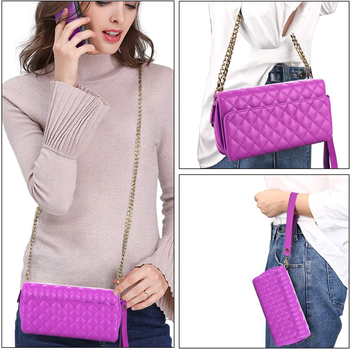 Petocase for iPhone 11 Pro Max Wallet Case, Multi-Function Zipper Purse with Detachable Magnetic Back Cover Wristlets 13 Card Slots & 4 Cash Pocket for Apple iPhone 11 Pro Max 6.5 Inch 2019 (Rose Red)