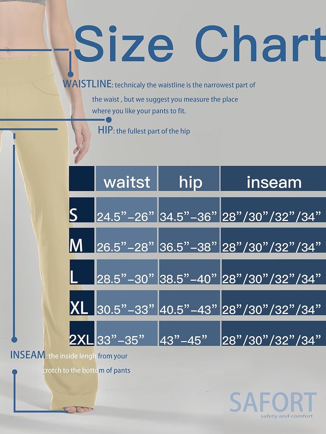 Safort 28" 30" 32" 34" Inseam Regular Tall Bootcut Yoga Pants Flared Leg Dress Pants with Pockets for Casual - Image 6