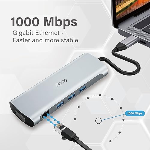Miniatura 7 de Opro9 - Adaptador multipuerto USB C 10 en 1, estación de acoplamiento para laptop Dual 4K HDMI  1080P VGA, USB 3.0, PD 100W, Gigabit Ethernet,