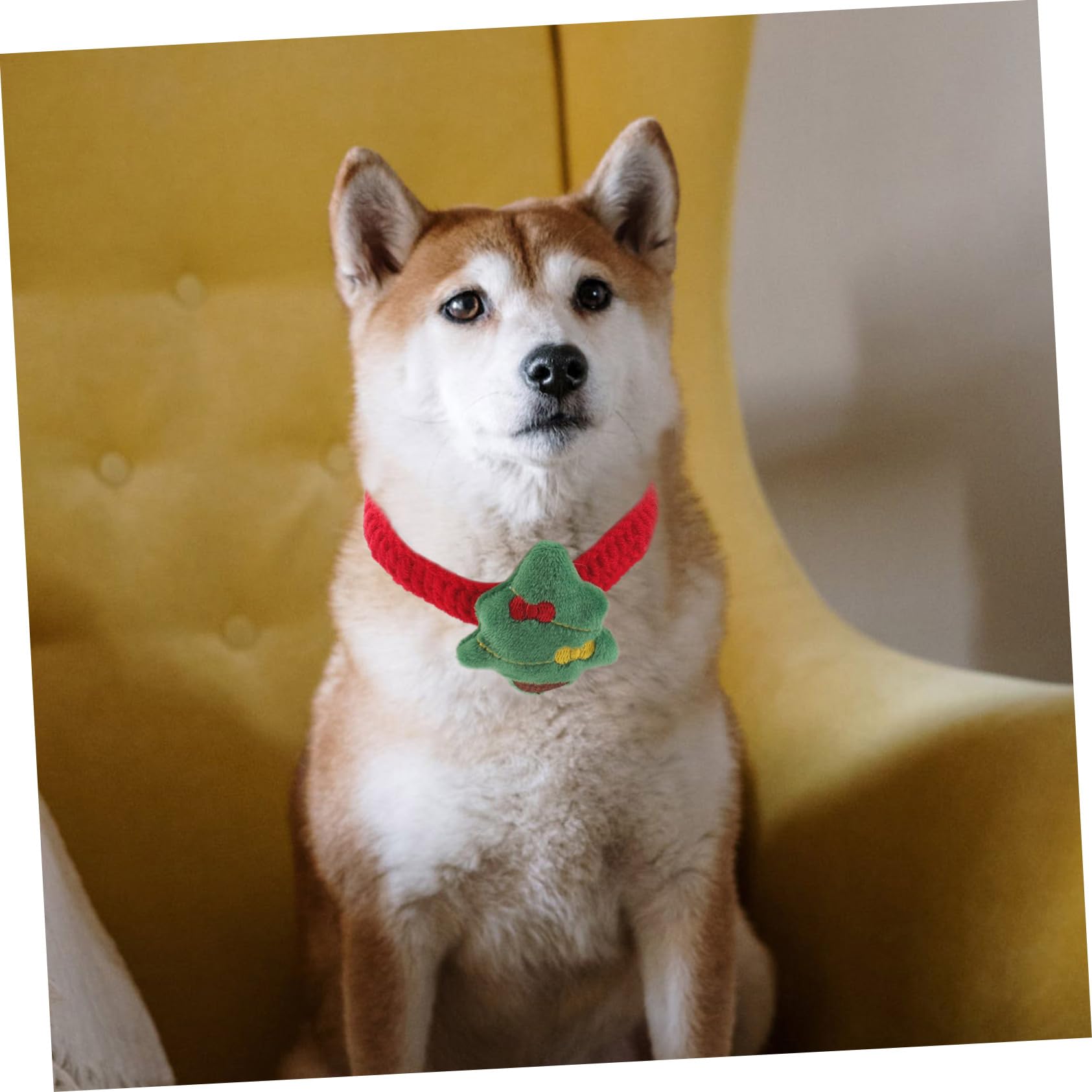 BESPORTBLE Collier de Noël Tricoté pour Chat Ajustable pour Chiot Collier pour Animal de Compagnie avec Noeud