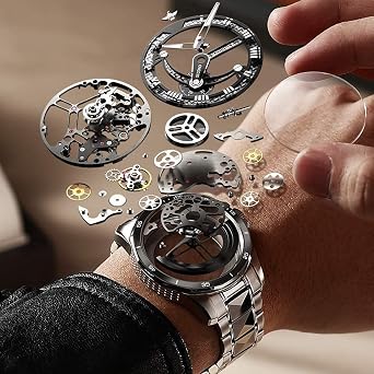 Skeleton Mens Watch Automatic Mechanical Self Winding Luxury Sapphire Crystal Tungsten Steel Waterproof Luminous Dress Wrist Watch