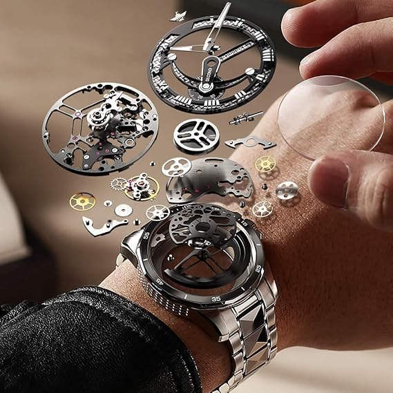Skeleton Mens Watch Automatic Mechanical Self Winding Luxury Sapphire Crystal Tungsten Steel Waterproof Luminous Dress Wrist Watch