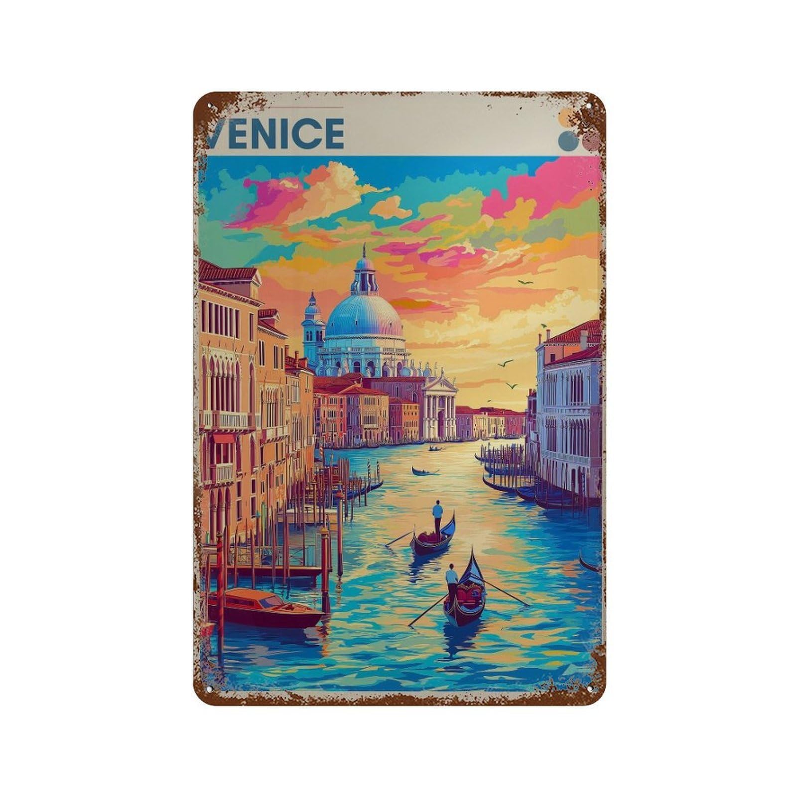xiaoxiaoshen Venice Italy Travel Gondola Wall Decor Art Metal Tin Poster Modern Home Decor Art Home Bar Shop Decorations Vintage Sign 30x20cm