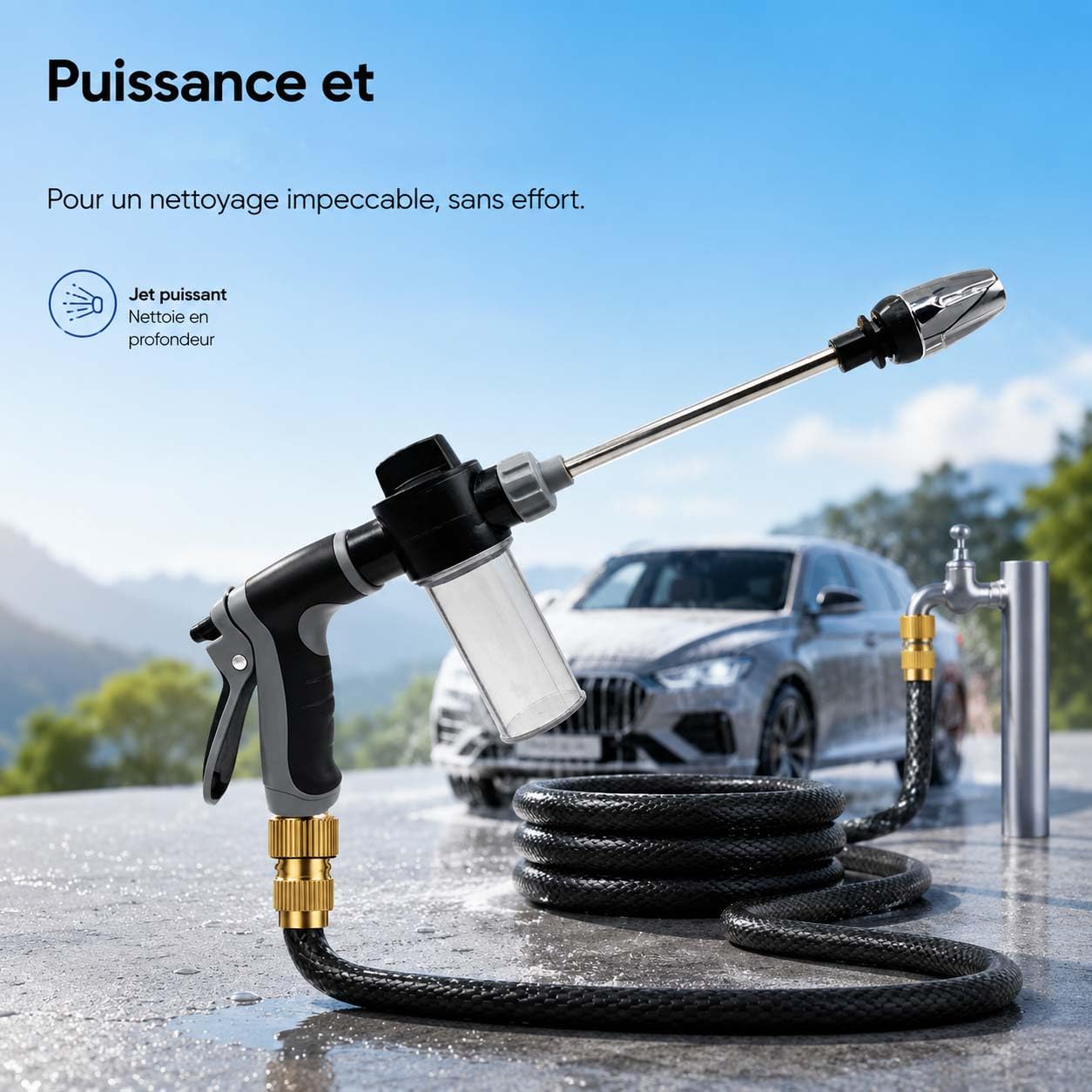 Jetterix Haute Pression Portable - mit Bouilloire Connecteur en Plastique, Jetterix Nettoyeur Haute Pression, Rotation à 360°, pour Le Nettoyage du Jardin, De La Terrasse Et De La Voiture (C)