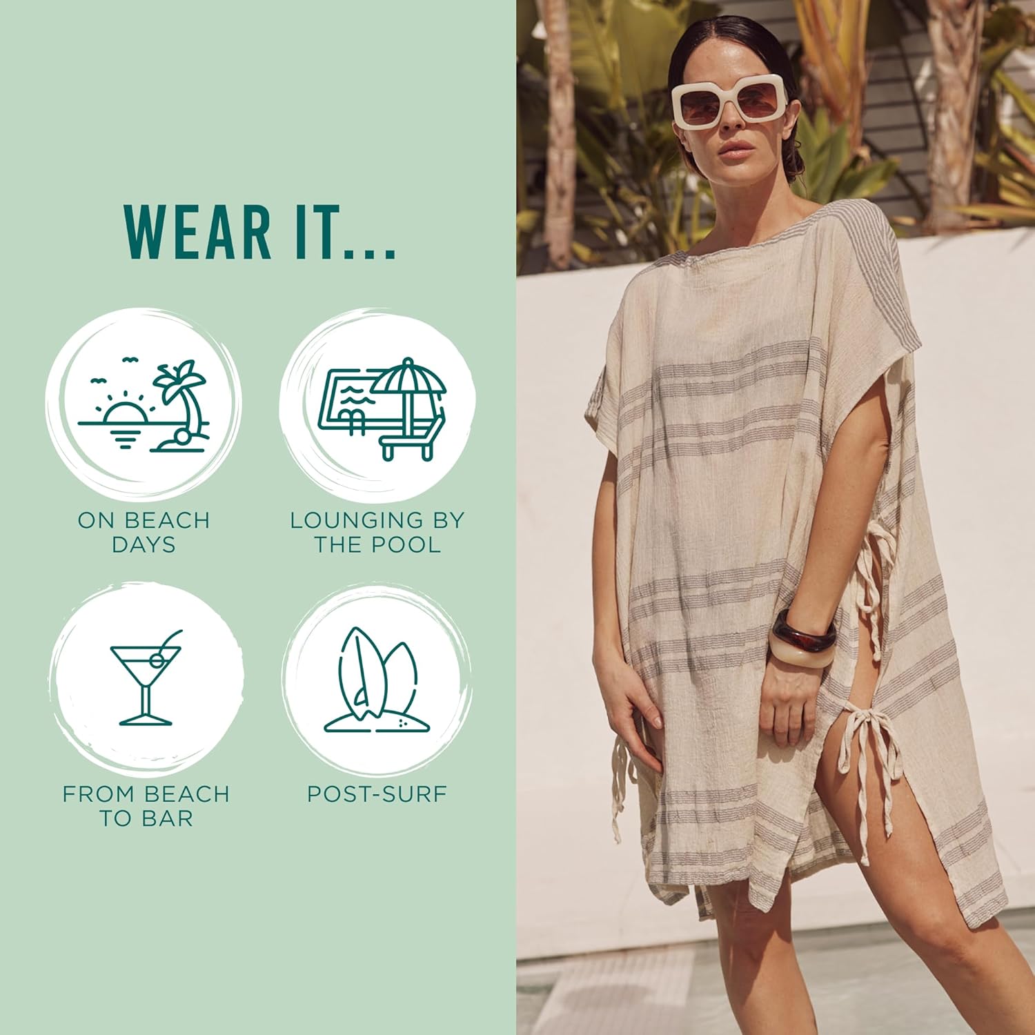 Sand Cloud Beach Cover Up for Women - Bathing Suit & Swimsuit Cover-Up Womens Poncho with Comfortable Fit for Post Swim