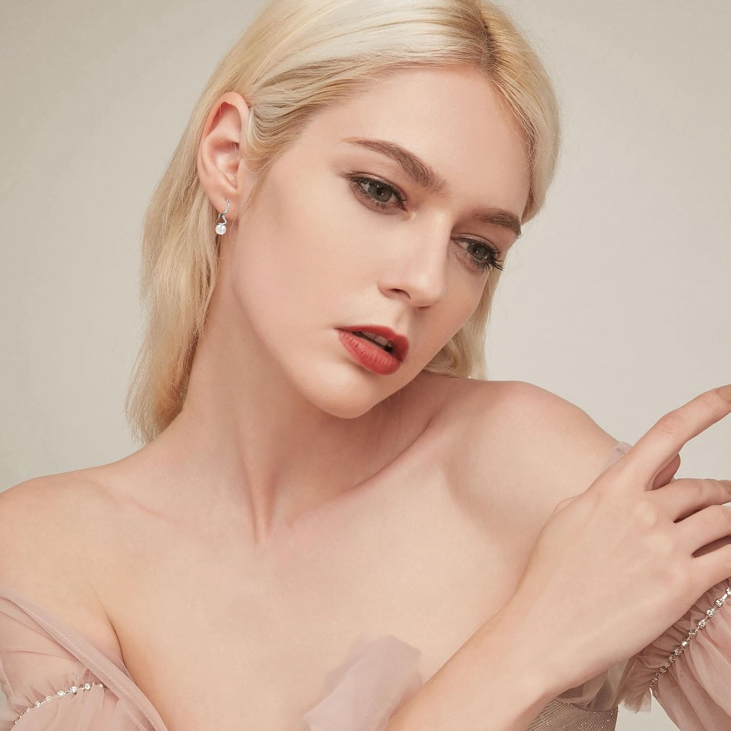 Spiral Threader Earrings for Teen Girls Women, WGXIA Pearl Threader Earrings Sterling Silver Pull Through Drop Dangle Earrings for Girls Trendy - Image 4