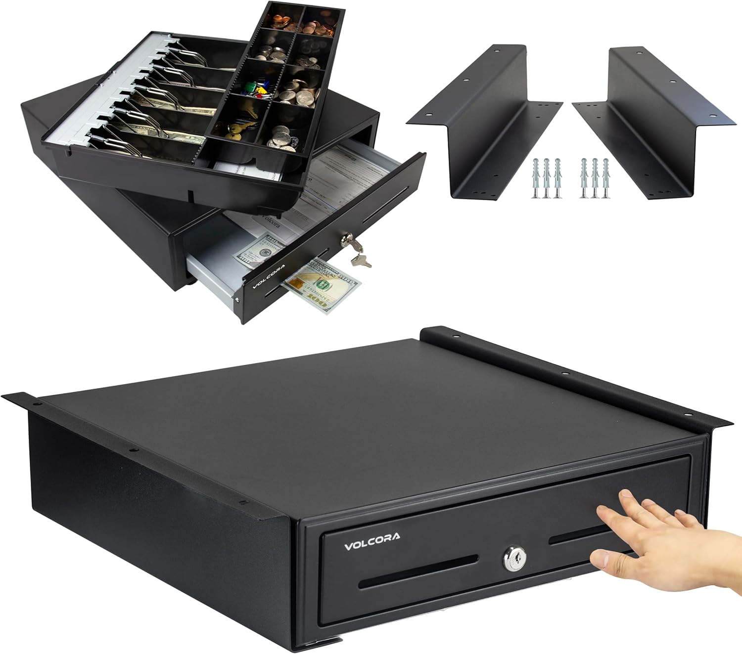 Manual Push Open Cash Register Drawer with Under Counter