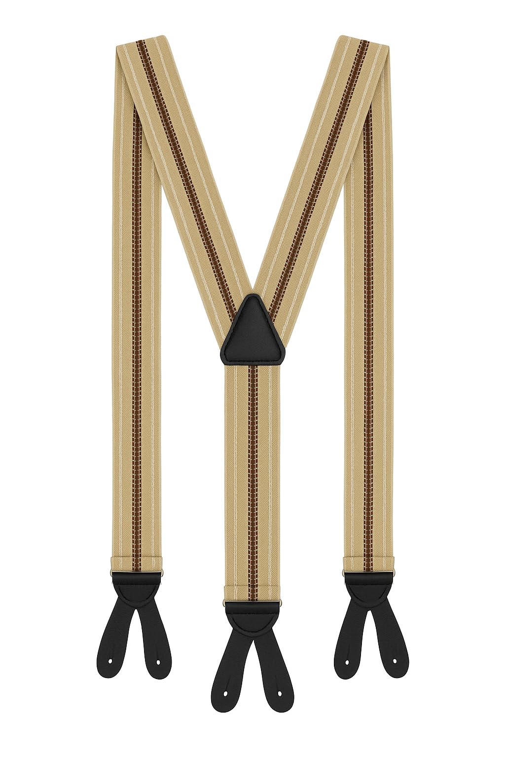 Elegant Braces 3.5 cm X-Shape with Button Closure Adjustable for Men and Women, Without Clips, Suit Braces for Buttoning with 6 Buttonhole Suspender, Beige with pattern, extra breit