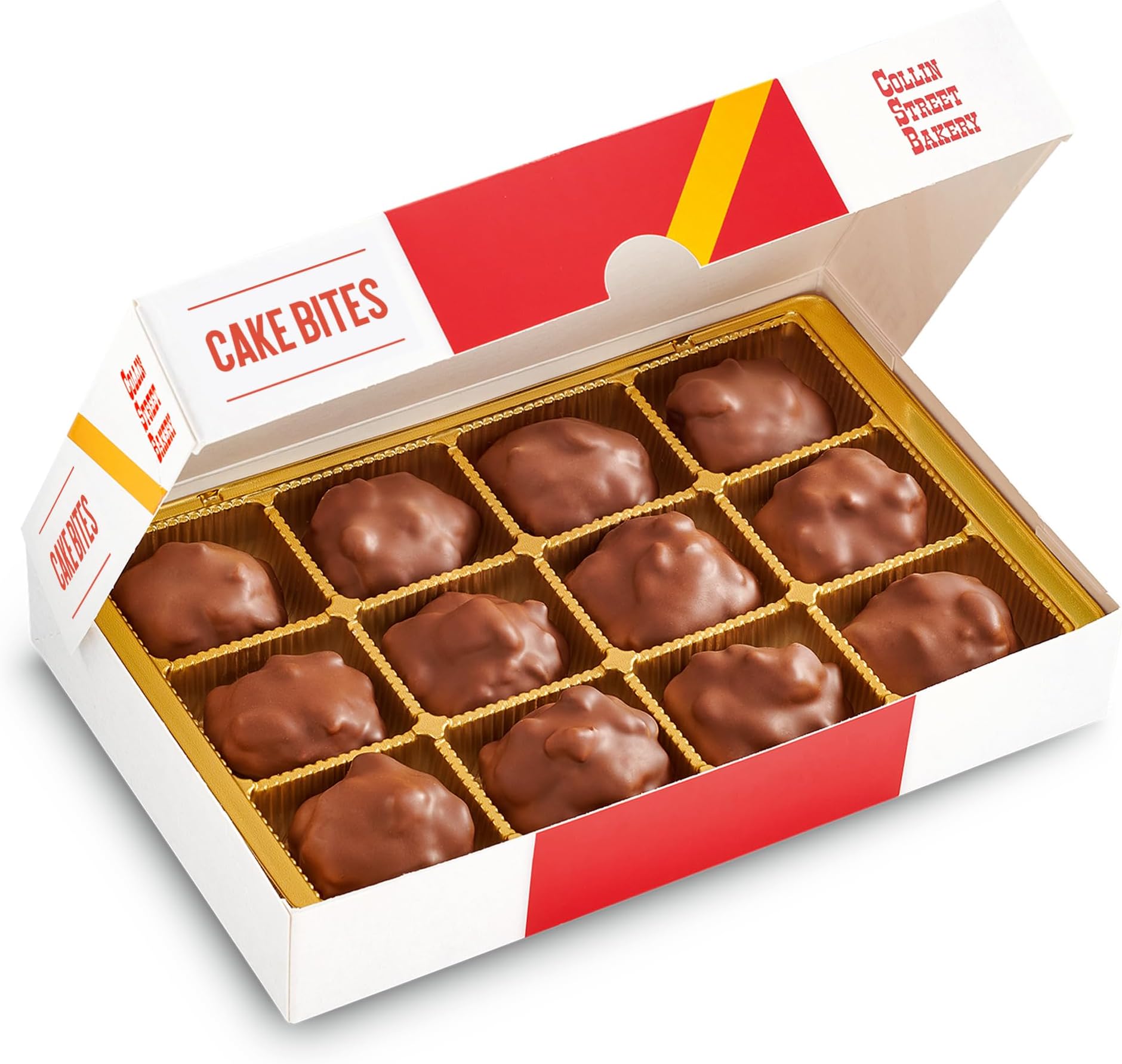 Collin Street Bakery Chocolate DeLuxe Fruitcake Bites 12-Count (12 oz) - Item 255 - Handcrafted from World-Famous Fruitcake with Pecans, Cherries, Pineapple, Papaya, Raisins, & Honey Dipped in Chocolate