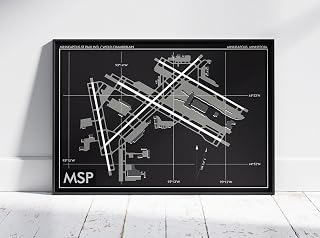 Mimimalist Poster of Minneapolis Saint Paul Intl Airport Msp 1 | 11x17 12x18 16x24 24x36 Minimalism Unframed Wall Art | Modern Traveler Print for Gift | Minimal Home Office Decor