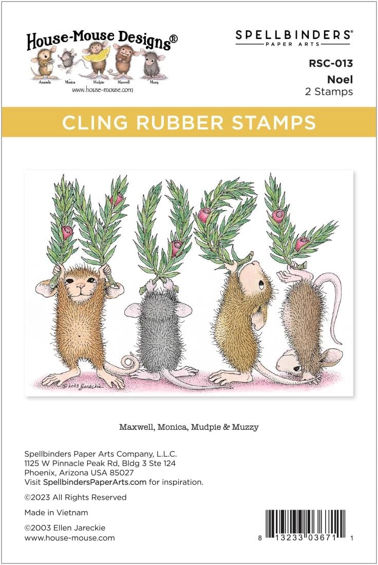 Spellbinders Noel House-Mouse Cling Rubber Stamp, Red