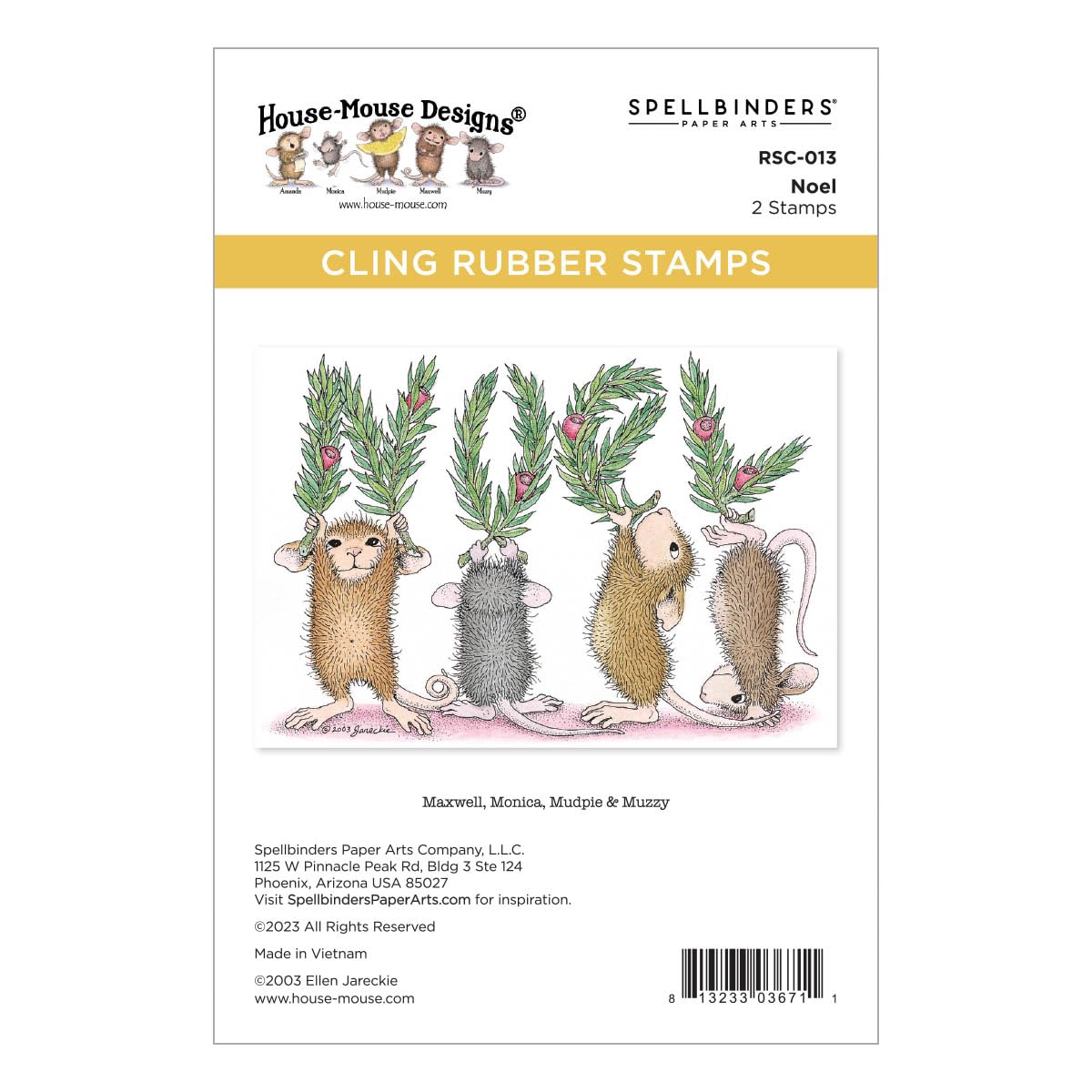 Spellbinders Noel Cling Rubber Stamp Set from The House-Mouse Holiday Collection, Red