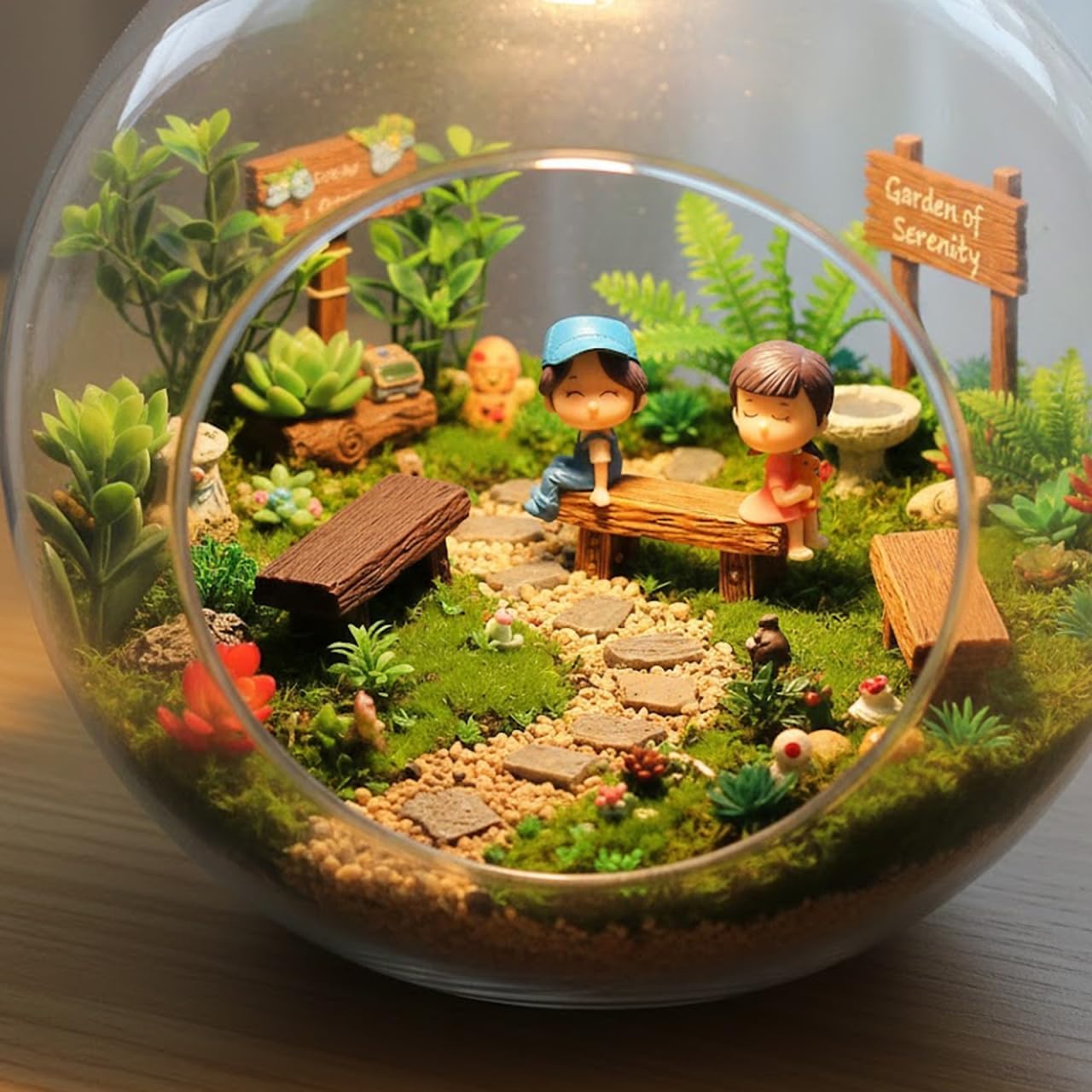 KESYOO 6Pcs Miniature Bench Set Resin Faux Wood Mini Benches for Crafts Micro Landscape Dollhouse and Fairy Garden Accessories 2.20 Inch