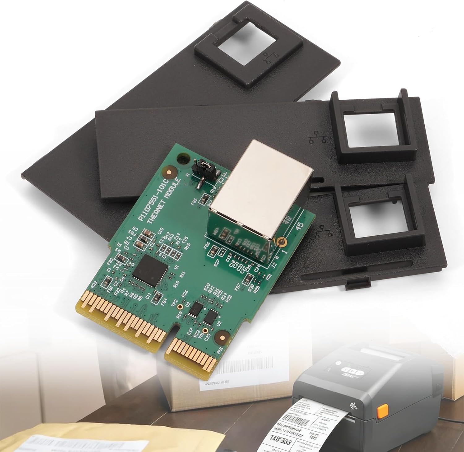 P1112640-015 Built-in Wired Network Card PCBA Board Upgrade Ethernet Module Kit Compatible with Zebra ZD421C ZD421D ZD421T Desktop Thermal Label Barcode Printer 203dpi 300dpi