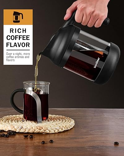 Miniatura 5 de iconDeer Cafetera de cerveza fría, jarra de cerveza fría de 37 onzas, jarra de vidrio con tapa de boquilla, mango y filtro de acero inoxidable para