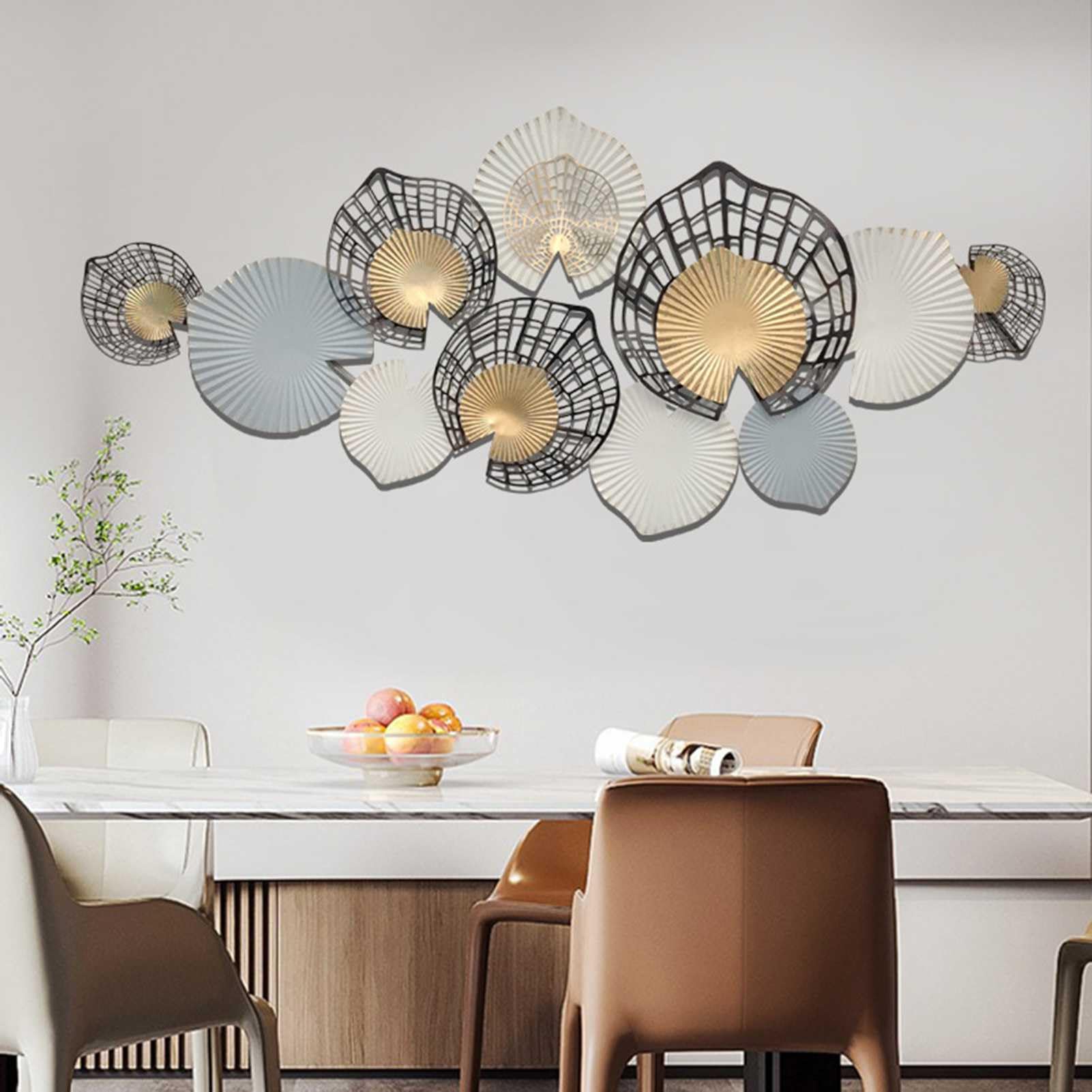 WENCY Creative 3D Metal Wall Art Decor,Handmade Openwork Leaf Wall Sculpture,Hanging Ornament for Home Office Decoration Gift