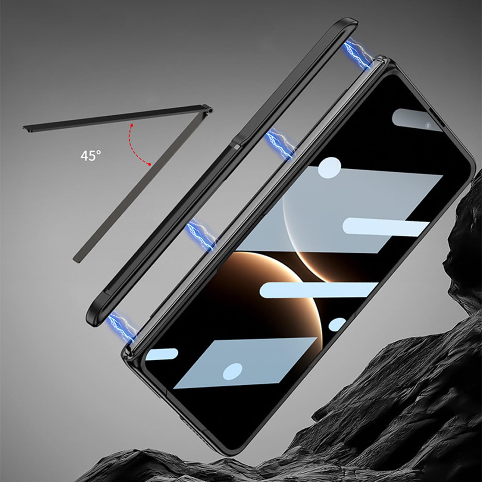 Etui do Huawei Mate X7, wbudowana osłona ekranu, ochrona stojaka zawiasowego PC pokrowiec na całą obudowę, odporna na wstrząsy podpórka, czarna, Mate X7