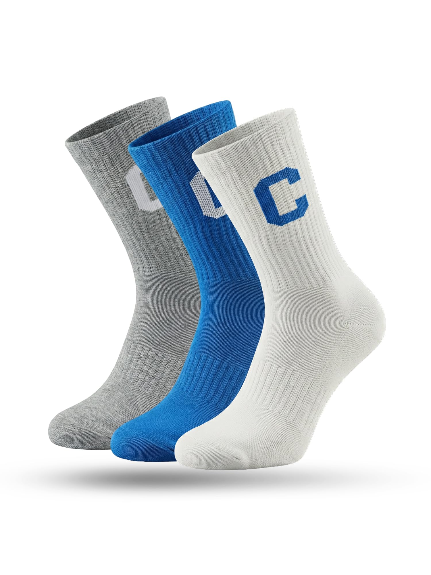 xyxx Solid Crew Calf Length Socks | Concrete Grey + Victoria Blue + Victory White-picture-10