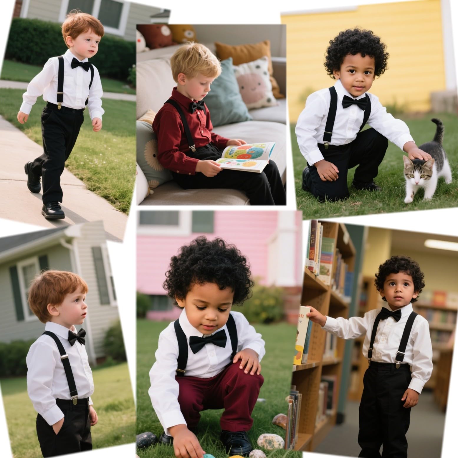 JZK Juego de pajarita y tirantes negros para niños 135 cm ajustables en forma de Y