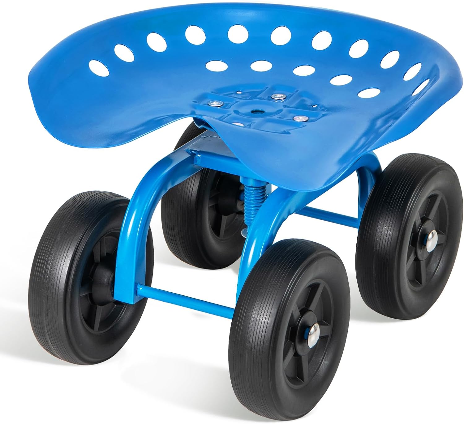Giantex Garden Cart, Rolling Workseat with 4 Wheels, Garden Stool 360° Swivel Work Seat & Adjustable Height, Heavy Duty Wagon Scooter for Gardening for Patio Garden, Lawn, Yard (Blue)