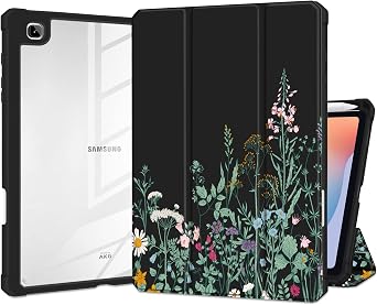 Batianda Hybrid Case for Samsung Galaxy Tab S6 Lite 10.4 inch 2022/2020 Model SM-P610/P613/P615/P619 with S Pen Holder Shockproof Cover with Clear Back Shell TPU Bumper Auto Sleep/Wake, Plants