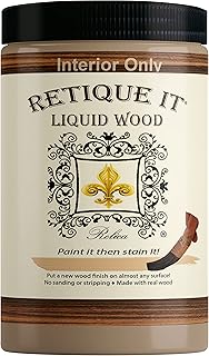 Retique It Liquid Wood Quart - Stainable Wood Fiber Paint Puts a Fresh Wood Coat (32oz Light)