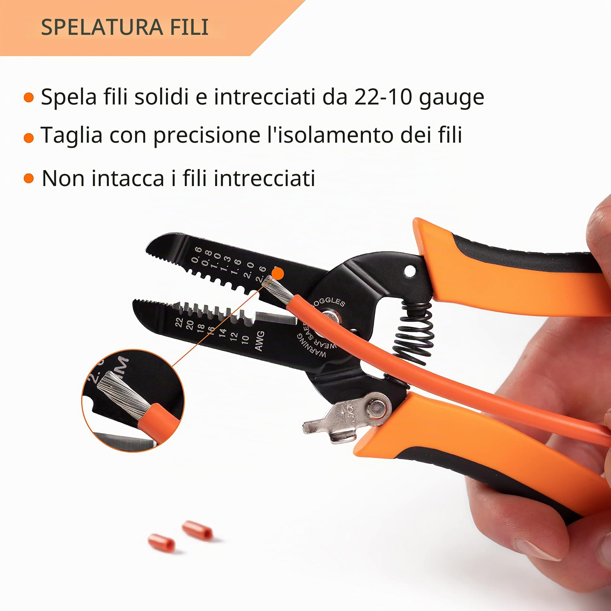 Wirefy Spellafili e Tagliacavi - Pinza Spella Fili e Taglia Cavi Rigidi e Flessibili 0,5-6,0 mm