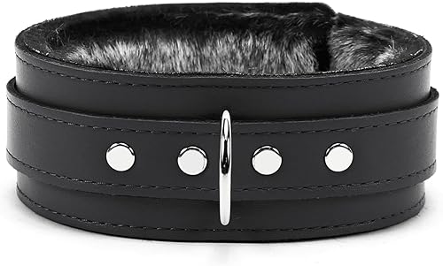 Miniatura 2 de VP Leather Barcelona Collar de cuero de grano completo Latigo piel sintética de chinchilla (grande, negro)