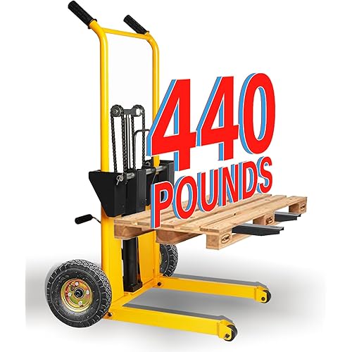 Material Lift Winch Stacker, Pallet Truck Trolley, Lift Table, Forklift, 440 lbs, 35.4“ Max Lift, Wheel casters
