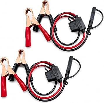 2 Pack 1.5FT 12V Battery Alligator Clip to SAE 2-Pin Quick Disconnect Cable - 16AWG Extension Cable for Car Battery Charger, Solar Panel, Motorcycle, ATV, Trickle Charger & Power Supply