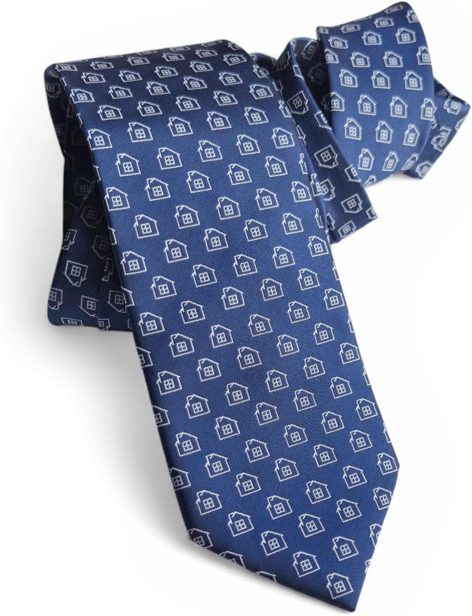 Maker V Real Estate Necktie - Real Estate Agent - Realtor - Architect - Construction - House - Contractor Gift - Navy Blue